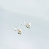 White Flower Petal Earrings in Sterling Silver